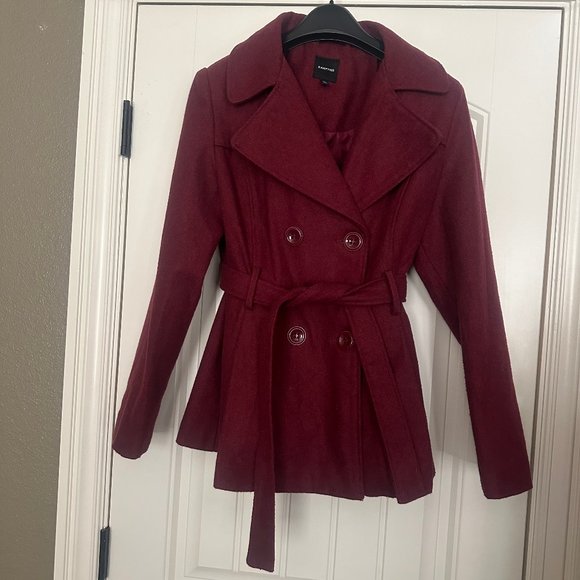 Rampage Double-Breasted Belted Peacoat - Sz M - Picture 3 of 10